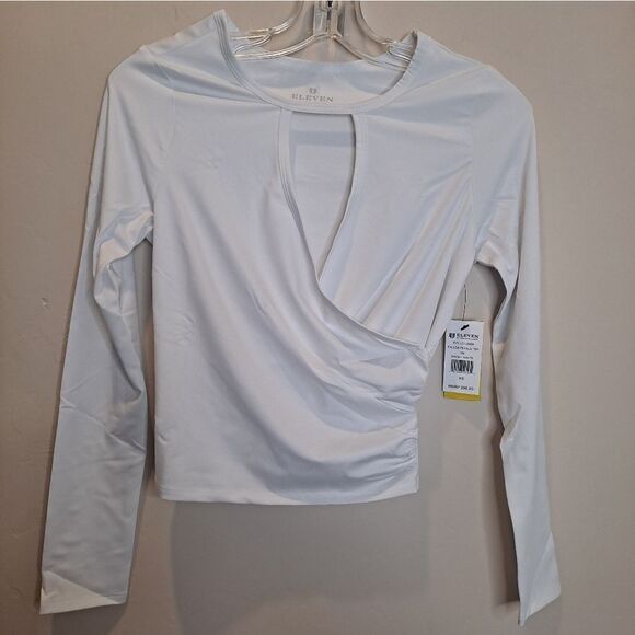 EleVen by Venus Williams fallen petals wrap long sleeve top White NWT. - Picture 3 of 8